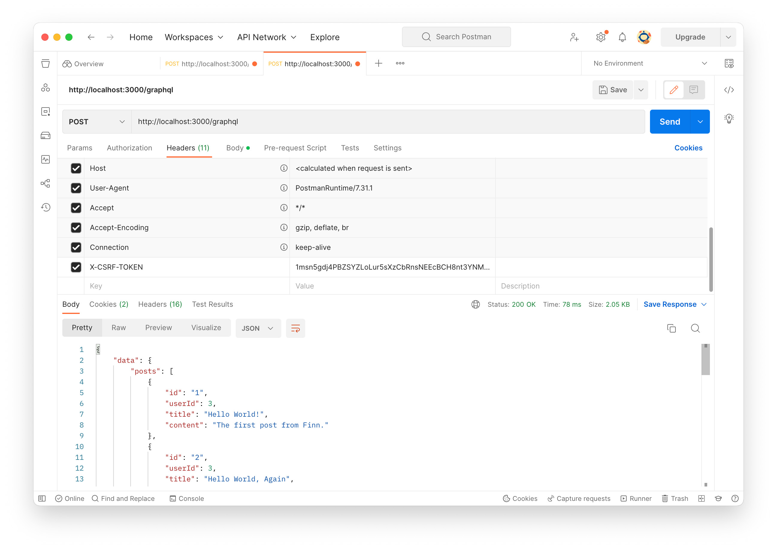 img: postman posts query x-csrf token